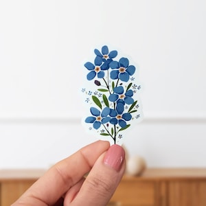 Forget Me Not Glossy Vinyl Sticker- Die Cut Blue Floral Laptop Decal- Hydro Flask Sticker- Weatherproof Sticker- Alaska State Flower