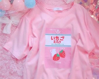 Cute Milk Shirts Kawaii Neko Tops Pastel Aesthetic | Etsy