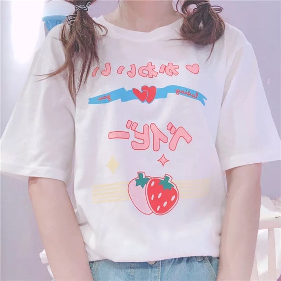 Strawberry Milk T-Shirts Kawaii Milk Tee Pastel Aesthetic | Etsy