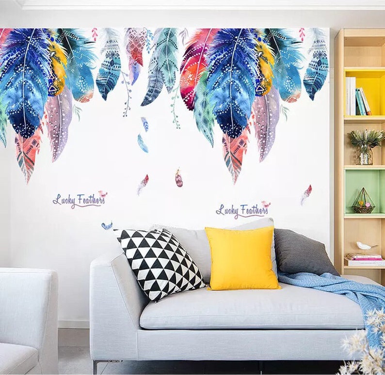 Large Wall Decal Tribal Feathers Decals Feather Stickers Boho Theme Room Decor Nursery - Large Wall Decal Large Wall Decal Tribal Feathers Decals Feather Stickers Boho Theme Room Decor Nursery - Large Wall Decal