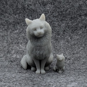 Resin 3D printed long haired cat figurine