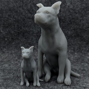 Resin 3D printed side sitting pit bull figurine