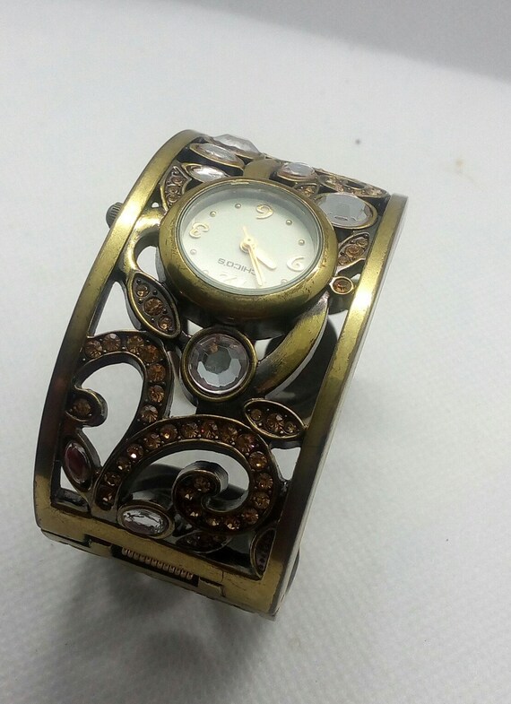 Chicos Vintage Gold Bangle Watch Crystals Women s Girl s Female