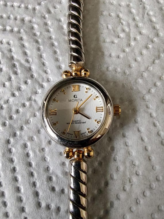 Vintage Morita Women's Bracelet Band Watch Silver and gold Tone Quartz