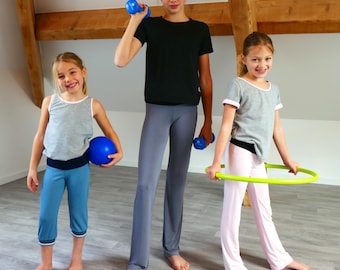 Girl long or cropped comfort pants yoga PDF sewing pattern size 2-16 ZEN