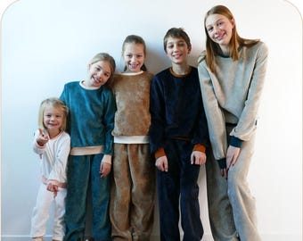 Unisex pajama PDF sewing pattern sizes 2-16 PILOU