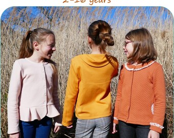 Girl cardigan/jacket PDF sewing pattern size 2-16 VILLANELLE
