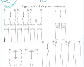 Boy joggers/shorts PDF sewing pattern 2-16 years old FITZ