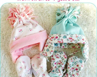 Baby hat and mittens PDF sewing pattern birth to 4 years BIDIBOU