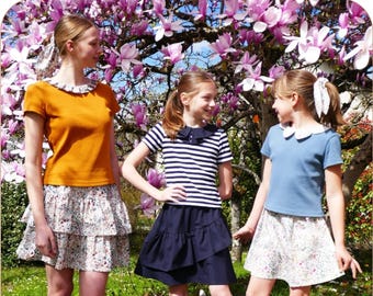 Girls skirt with or without ruffle PDF sewing pattern sizes 2-16 FLORES