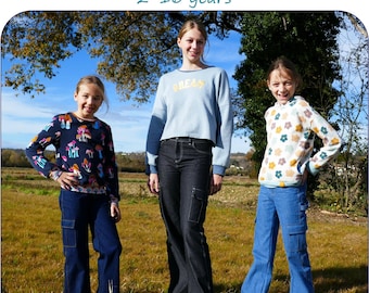 Jeans or cargo pants for girls PDF sewing pattern sizes 2-16 DJANGO