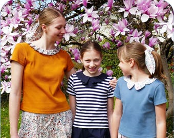 Girls T-shirt with or without collar PDF sewing pattern sizes 2-16 ENDE