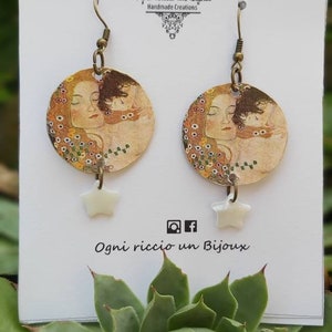 Orecchini  Klimt "Mother and child" , orecchini di carta, orecchini pendenti, paper earrings, regalo mamma, neomamma  maternità
