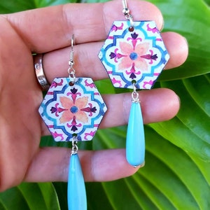 orecchini pendenti di carta ,regalo personalizzato,boucles d'oreilles,earrings,pendientes