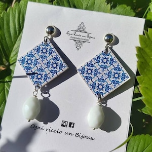 orecchini pendenti di carta azulejos