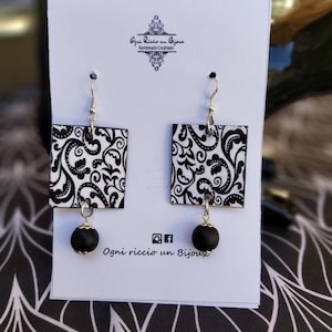 orecchini pendenti di carta fiori,regalo personalizzato,boucles d'oreilles,earrings,pendientes