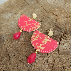 Orecchini di carta giapponese, paper earrings, japanese paper, boucles d'oreilles papier, regalo natale
