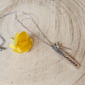 Gepersonaliseerde ketting met handgegraveerd plaatje, gepersonaliseerd cadeau, ketting, ketting, gegraveerde letters, cadeau, ketting met tekst