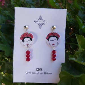 Orecchini di carta Frida Kahlo regalo handmade
