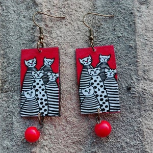 Orecchini di carta Mici,gattini,regalo amica, orecchini pendenti offerta