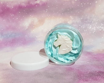 Peppermint scented blue whipped handmade body butter, unicorn body butter