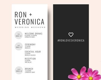 Custom Modern Wedding Weekend Itinerary: Minimalist Timeline Card (Printable)
