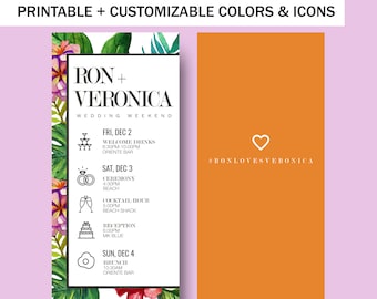Custom Tropical Wedding Weekend Itinerary: Beach Destination Timeline (Printable)