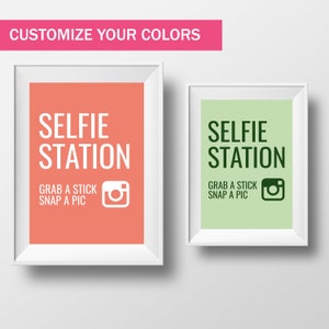 Modern Selfie Station Sign, Modern Wedding Photo booth sign,  DIY Party photo booth sign, (PRINTABLE DIGITAL File + Custom Colors)