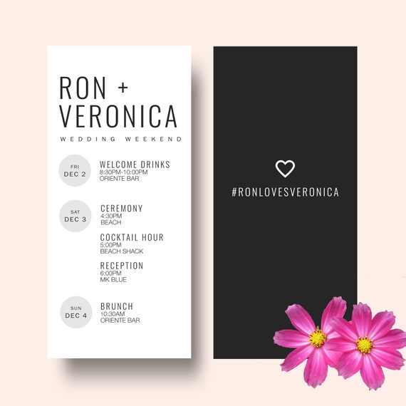 Modern Wedding Weekend Itinerary Minimalist Wedding Weekend Etsy