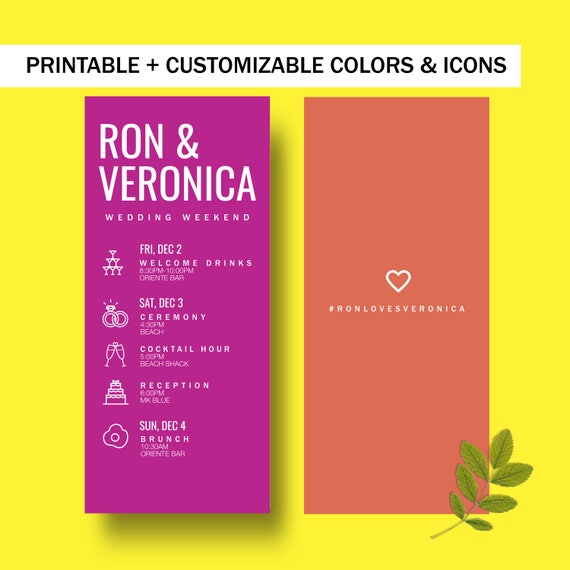 Modern Indian Wedding Weekend Itinerary Template Modern Etsy