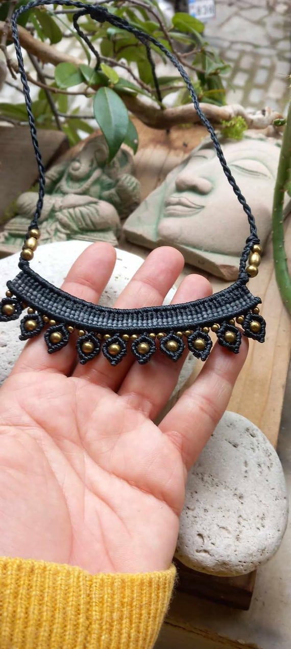 Boho Macrame Jewelry,bohemian Necklace,micro Macrame,stone