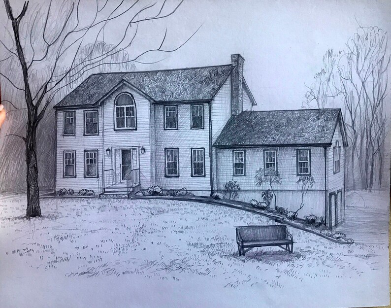 Drawing pencil Custom portrait houses Graphite pencil art Gift Etsy