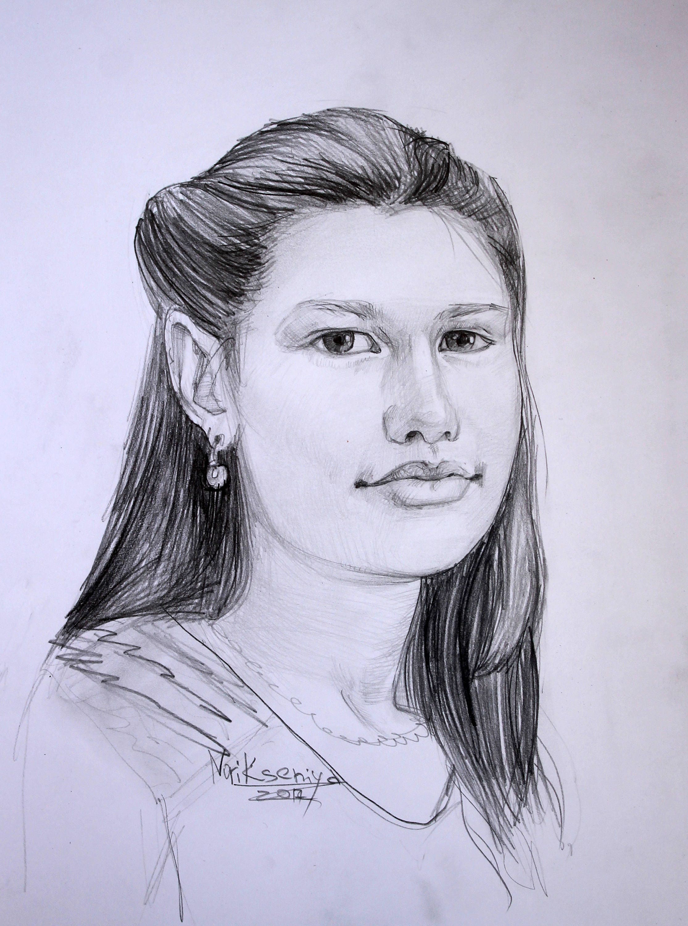 Custom Portrait Graphite Pencil Drawing Sketch Made to Order Original