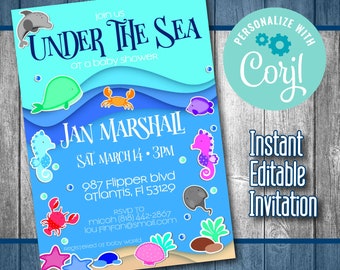 sea theme invitation etsy