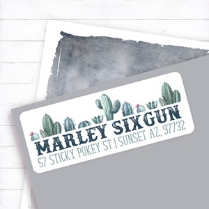 Cactus garden return address label, desert cactus address sticker, cactus theme mailing label, succulent sticker, cactus sticker, old west