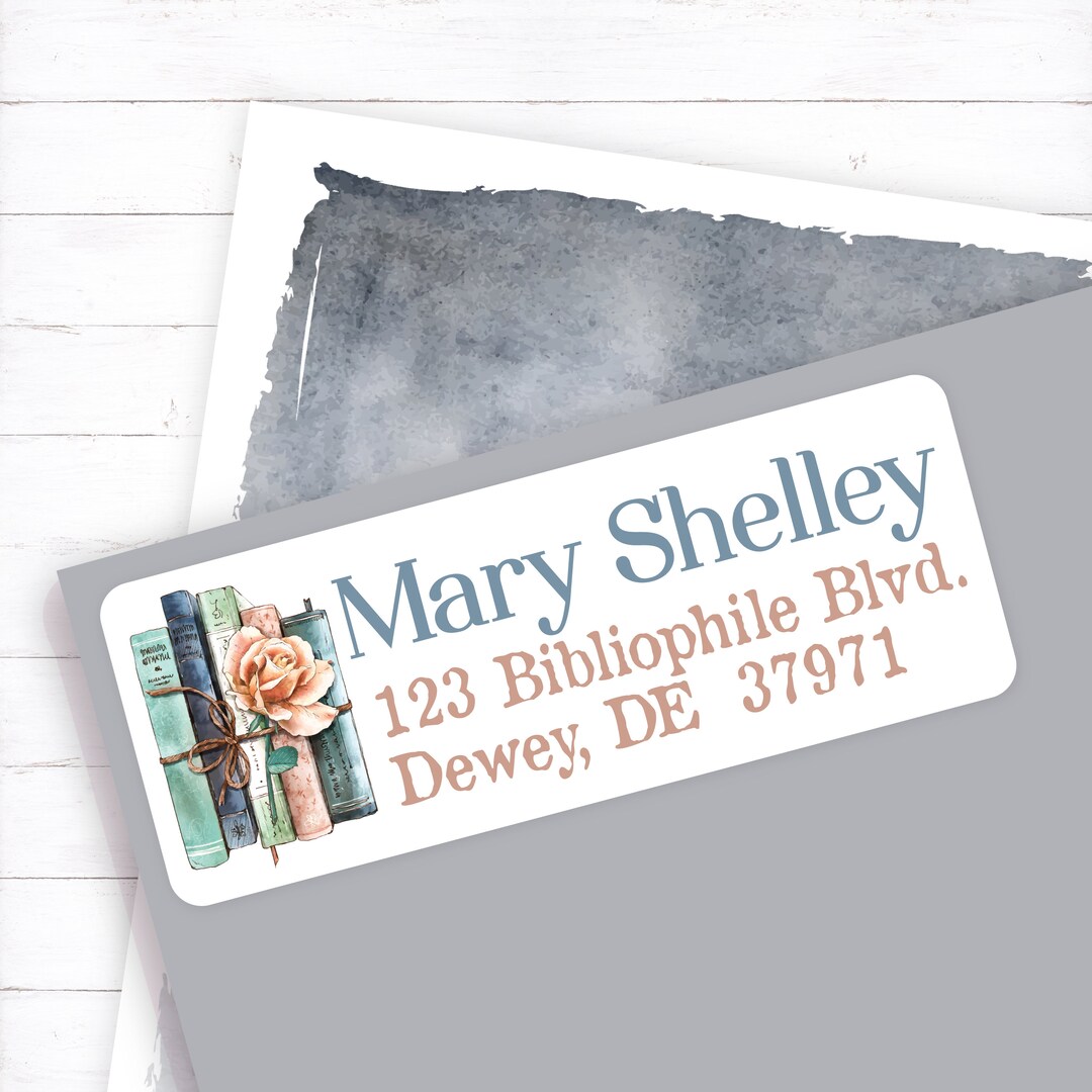 Book Address Label, Library Address Label, Book Lover Label, Book Lover