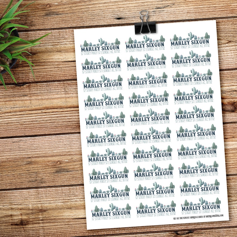 Cactus garden return address label, desert cactus address sticker, cactus theme mailing label, succulent sticker, cactus sticker, old west image 4