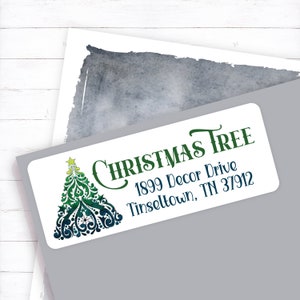 Christmas Tree Return Address Label, Christmas Card Address Sticker, Holiday Tree Return Address, Christmas Tree Sticker, Christmas Envelope