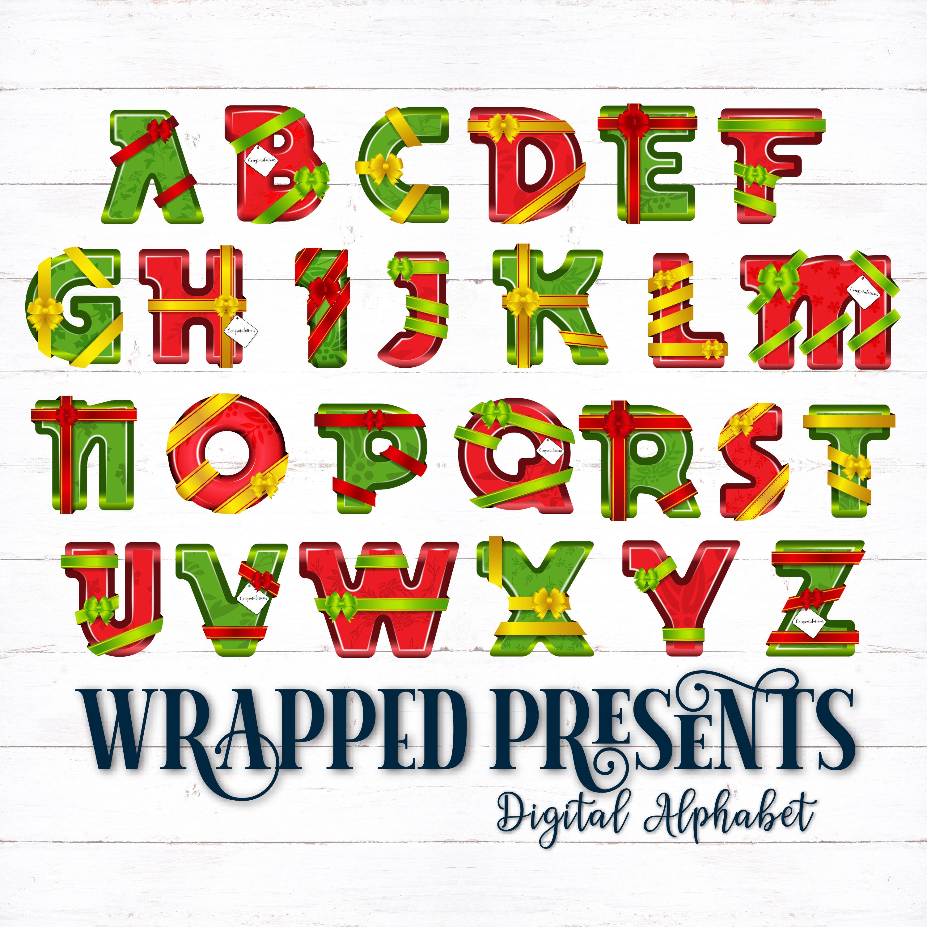 printable digital alphabet letters gift wrapped letters etsy australia