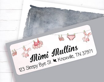 It's A Girl, custom return, address labels, personalized return, baby shower, address stickers, personalized address, return labels