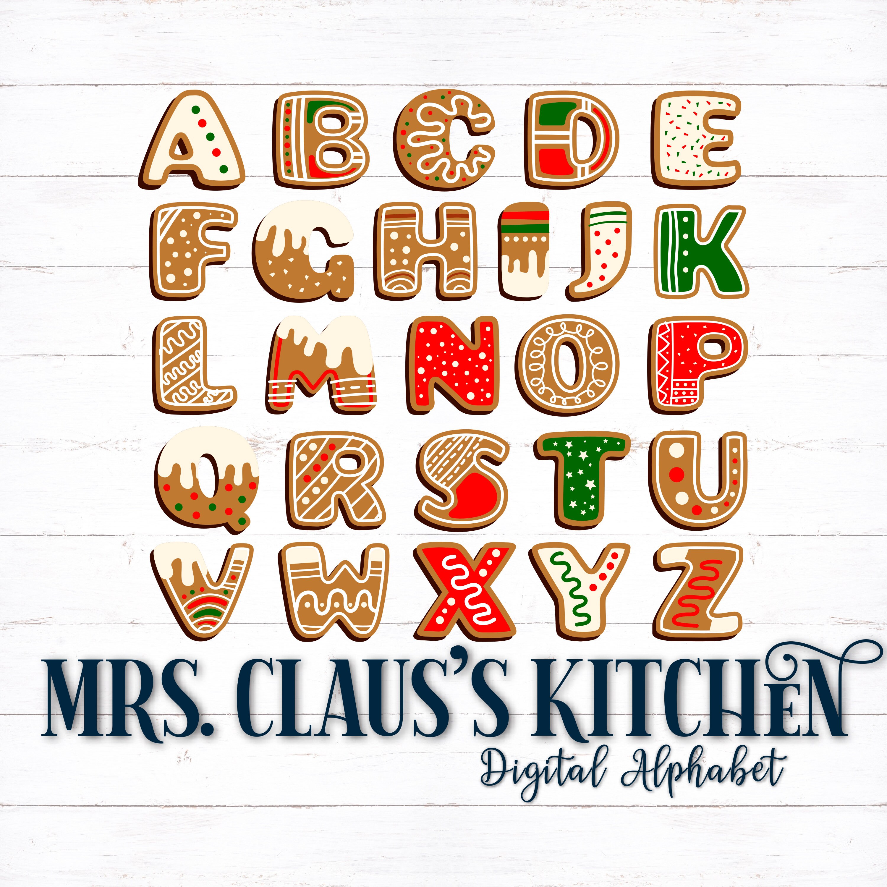 Printable Digital Alphabet Letters Christmas Letters Etsy