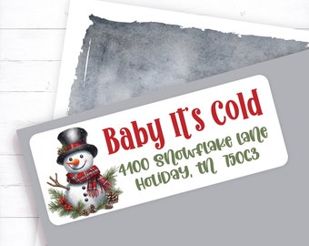 Fun Snowman Christmas Return Address Label, Christmas Card Address Sticker, Christmas Envelope Mailing Label, Snowman Lover, Snowman Sticker