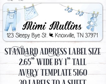 It's A Boy, custom return, address labels, personalized return, baby shower, address stickers, personalized address, return labels