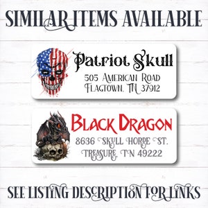 Dragon and Skull Address Label, Dragon Address Sticker, Skull Mailing Label, Dragon Skull Envelope Sicker, Fantasy Dragon Sticker, Dragon image 5