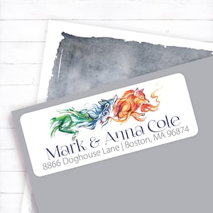 Colorful Running Wolves Address Label, Wolf Silhouette Address Sticker, Wolf Pack Mail Label, Wolf Art Envelope Sticker, Wolf Design, wolves