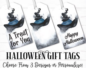 Halloween Gift Tag, Witch Gift, Witch Tag, Gift Tag, Scary Gift, Spooky Present, Printed or Printable, Treat Bag Tag, Witch Hat