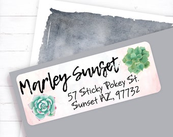 custom return, address labels, personalized return, address sticker, personalized address, return labels, avery label, southwestern, cacti