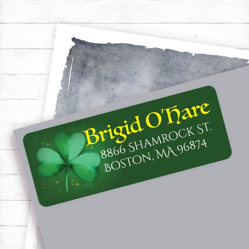 Shamrock Mailing Labels Irish Return Sticker Celtic Wedding Etsy