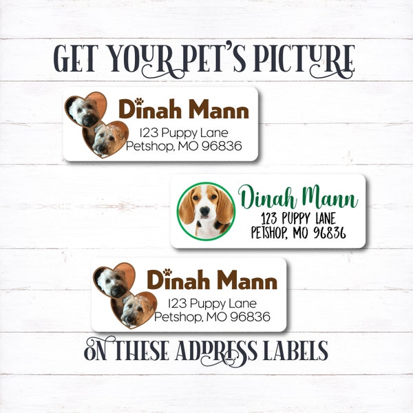 Put Your Pets Photo on this custom address label, pet return address, dog lover address sticker, cat lover mailing label, custom dog sticker