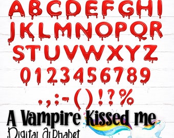Red Digital Alphabet, Bloody Halloween Alphabet, Printable Alphabet Download, Crafting Alphabet Clipart, PNG Alphabet, PDF Alphabet